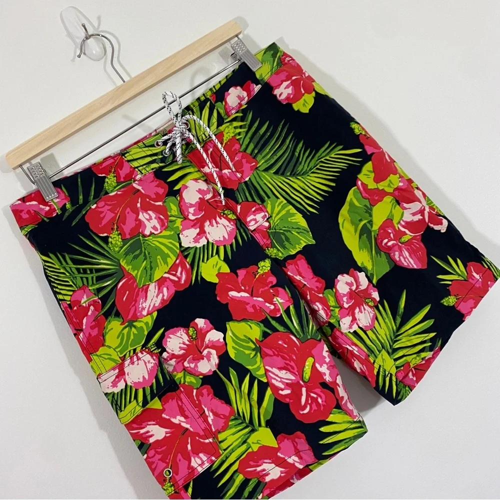 J. Crew Mens‎ 32 Hibiscus Eco Floral Board Shorts Swim Trucks